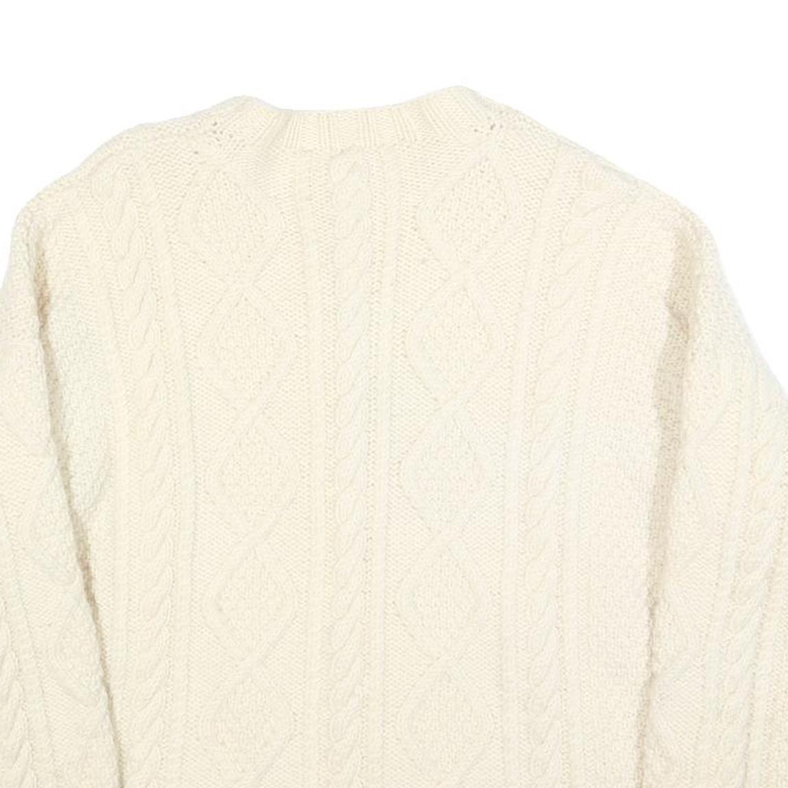 Womens Cream Cable Knit Wool Jumper M Cable Knit Crew Neck Regular Fit