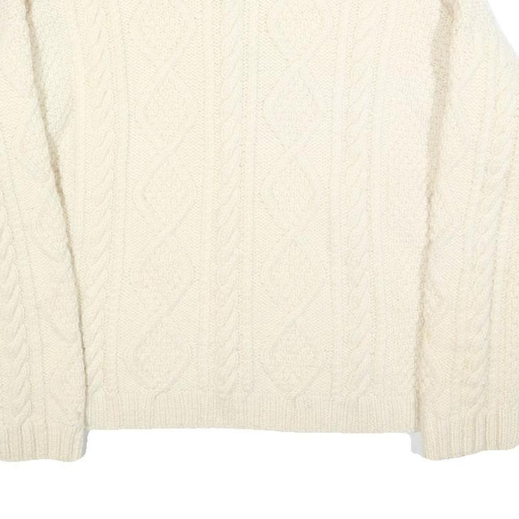 Womens Cream Cable Knit Wool Jumper M Cable Knit Crew Neck Regular Fit