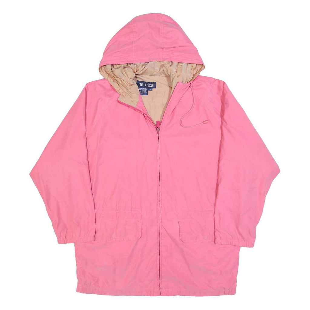 NAUTICA Womens Pink & Beige Hooded Jacket M Polyester Blend Zip Casual Outerwear