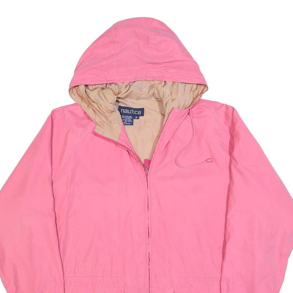NAUTICA Womens Pink & Beige Hooded Jacket M Polyester Blend Zip Casual Outerwear