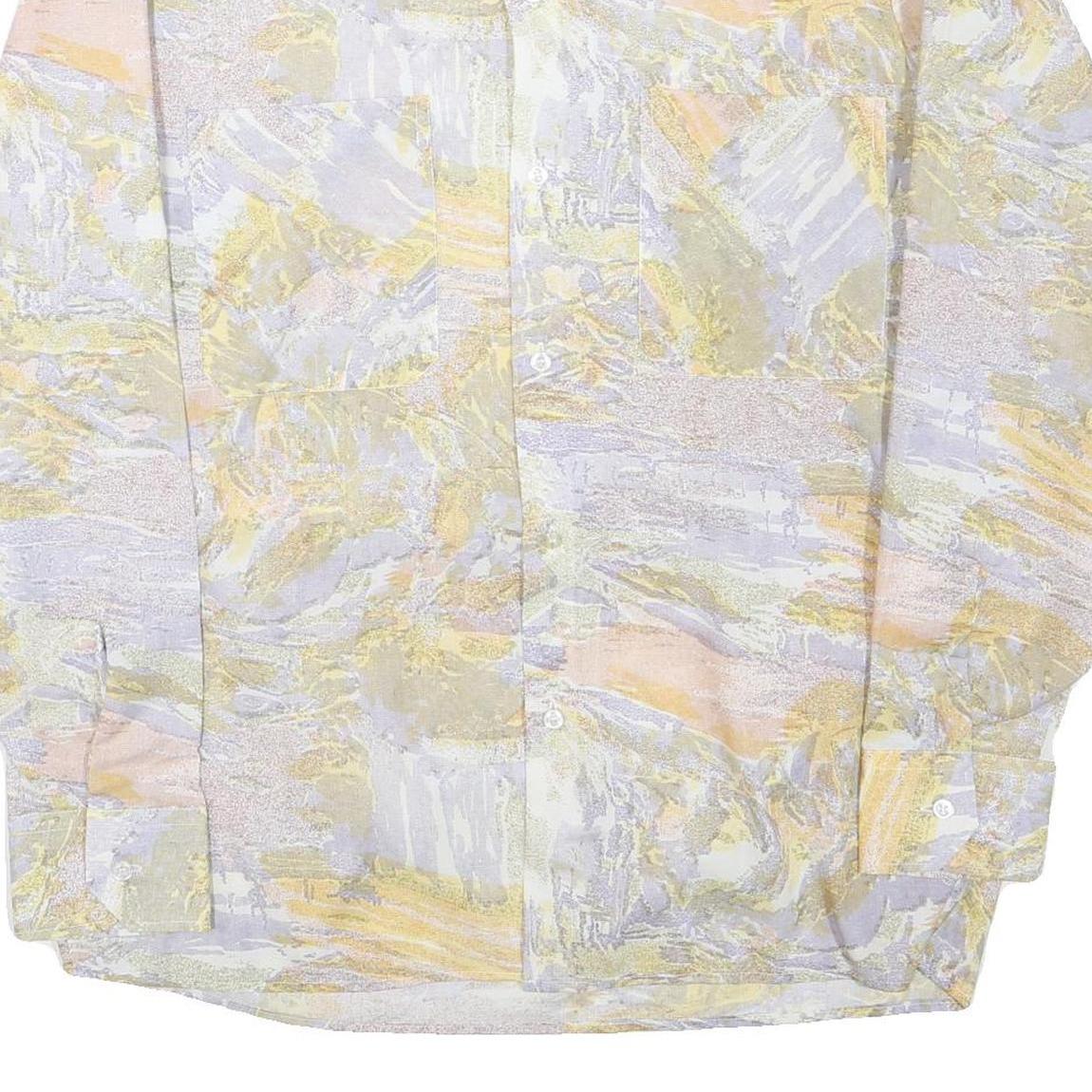 NEW SHIRT COLLECTION Mens Pale Yellow & Cream Abstract Print Shirt L Lightweight