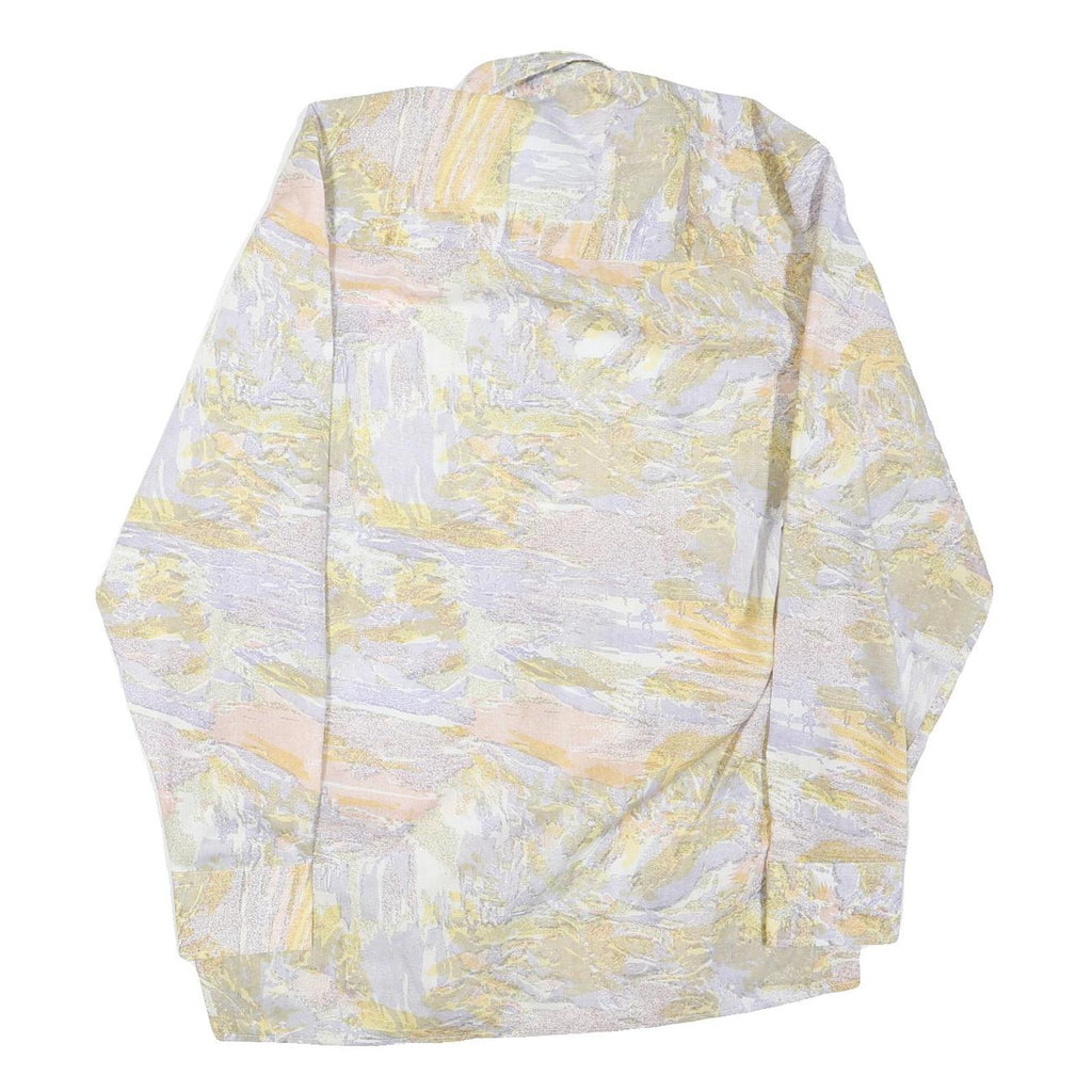 NEW SHIRT COLLECTION Mens Pale Yellow & Cream Abstract Print Shirt L Lightweight