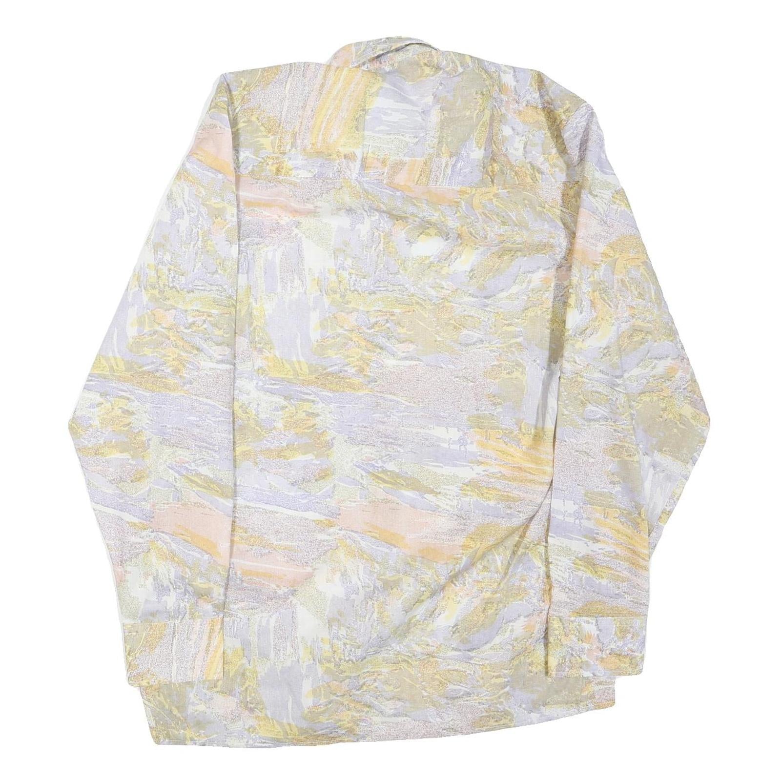 NEW SHIRT COLLECTION Mens Pale Yellow & Cream Abstract Print Shirt L Lightweight