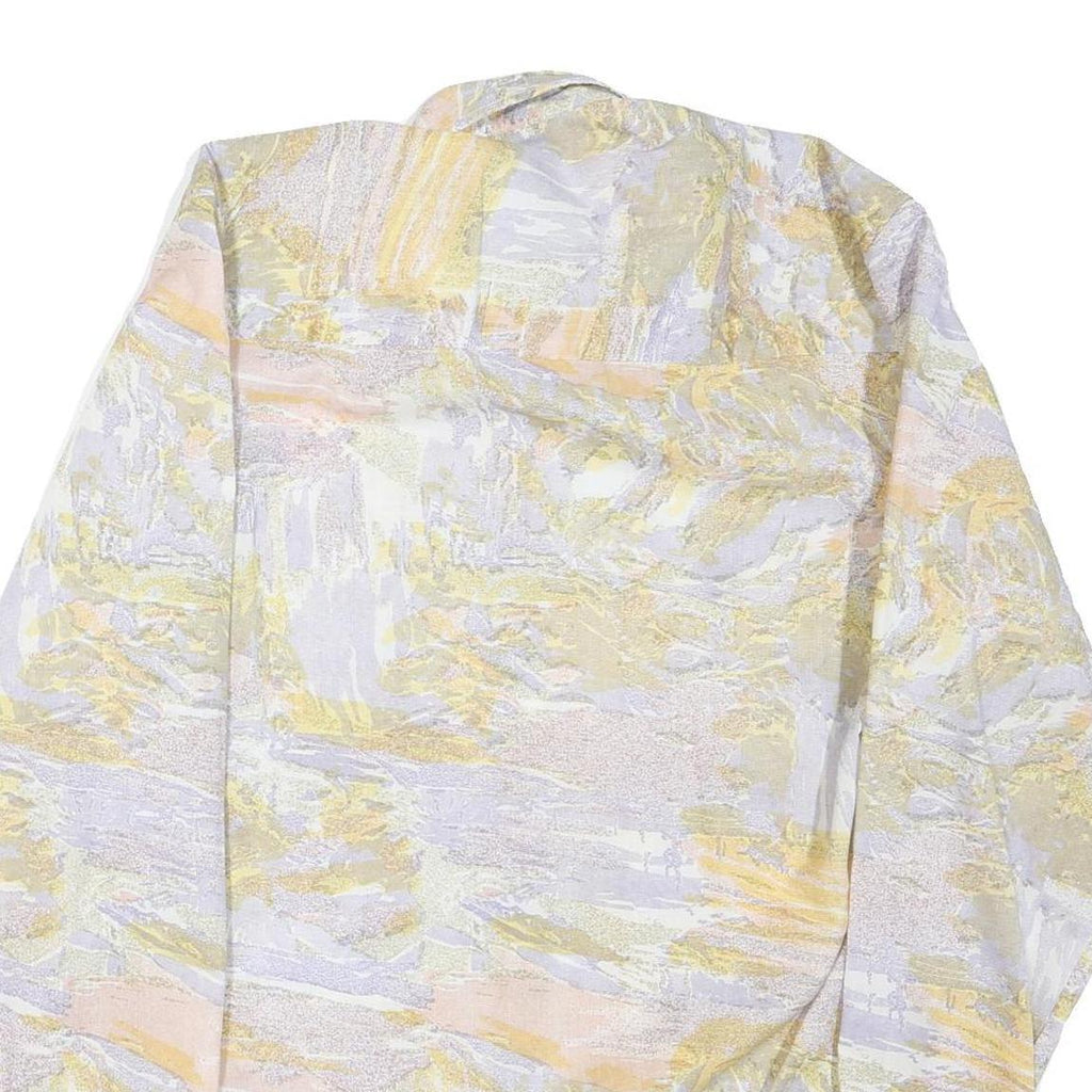 NEW SHIRT COLLECTION Mens Pale Yellow & Cream Abstract Print Shirt L Lightweight