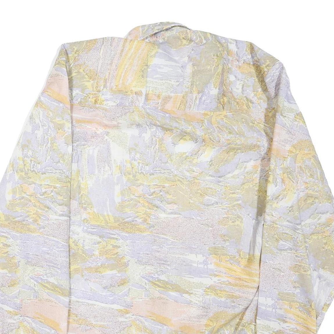 NEW SHIRT COLLECTION Mens Pale Yellow & Cream Abstract Print Shirt L Lightweight