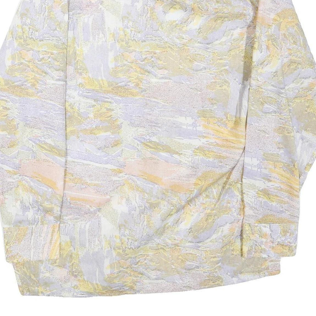 NEW SHIRT COLLECTION Mens Pale Yellow & Cream Abstract Print Shirt L Lightweight