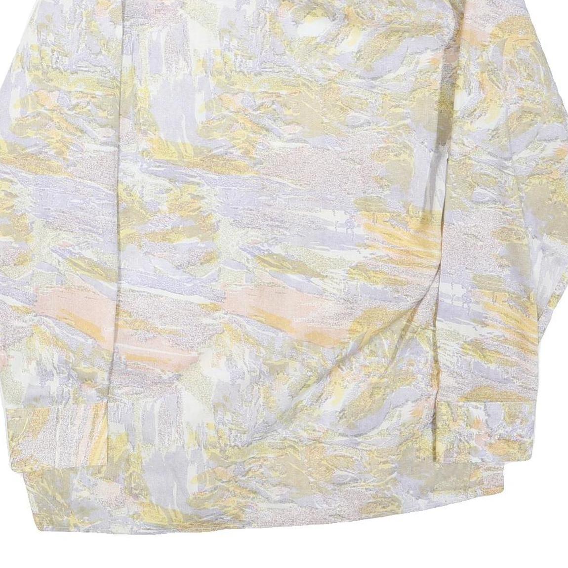 NEW SHIRT COLLECTION Mens Pale Yellow & Cream Abstract Print Shirt L Lightweight
