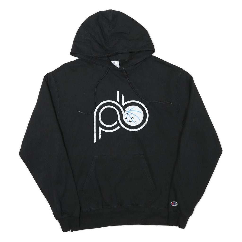 CHAMPION Mens Black Pullover Hoodie M Cotton Blend Casual Streetwear