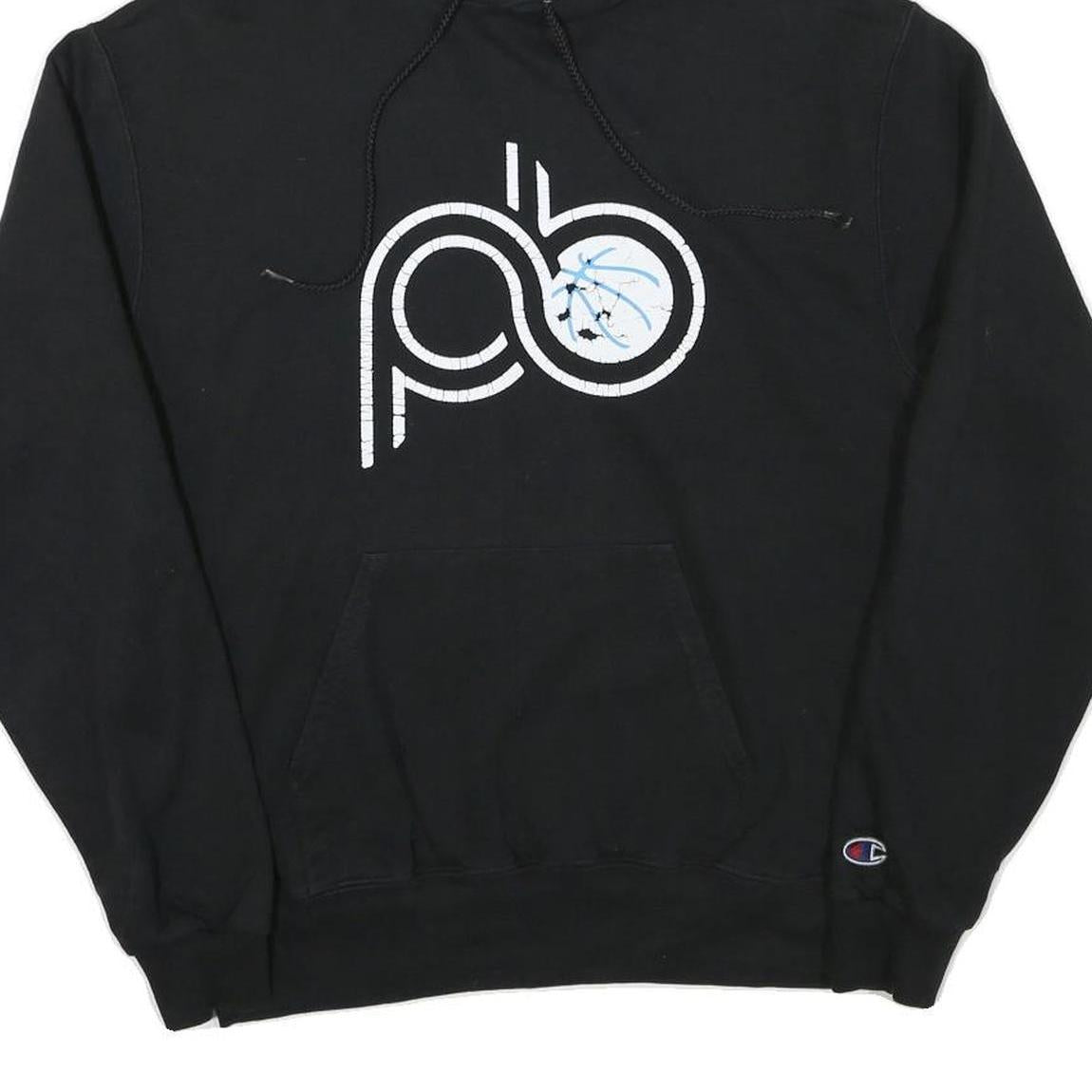 CHAMPION Mens Black Pullover Hoodie M Cotton Blend Casual Streetwear