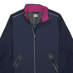 NIKE Womens Navy Blue & Pink Lightweight Zip Jacket L Polyester Plain Sports