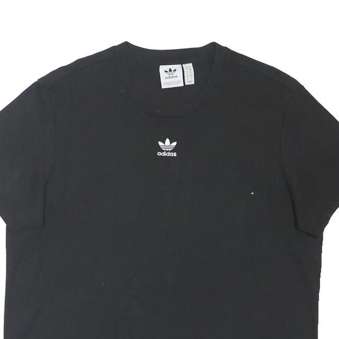 ADIDAS ORIGINALS Womens Black Graphic T-Shirt UK 10 Short Sleeve Crew Neck