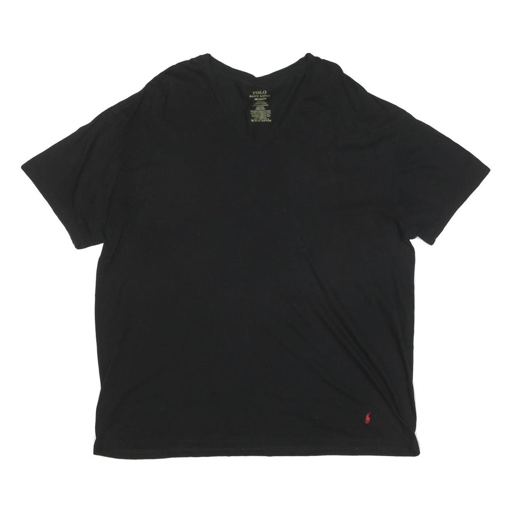 POLO RALPH LAUREN Mens Black V-Neck T-Shirt 2XL Cotton Blend Casual Wear