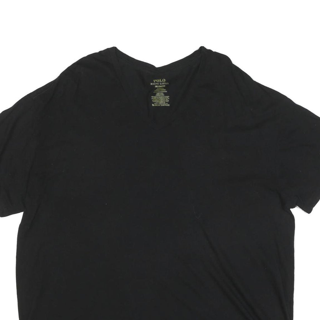 POLO RALPH LAUREN Mens Black V-Neck T-Shirt 2XL Cotton Blend Casual Wear