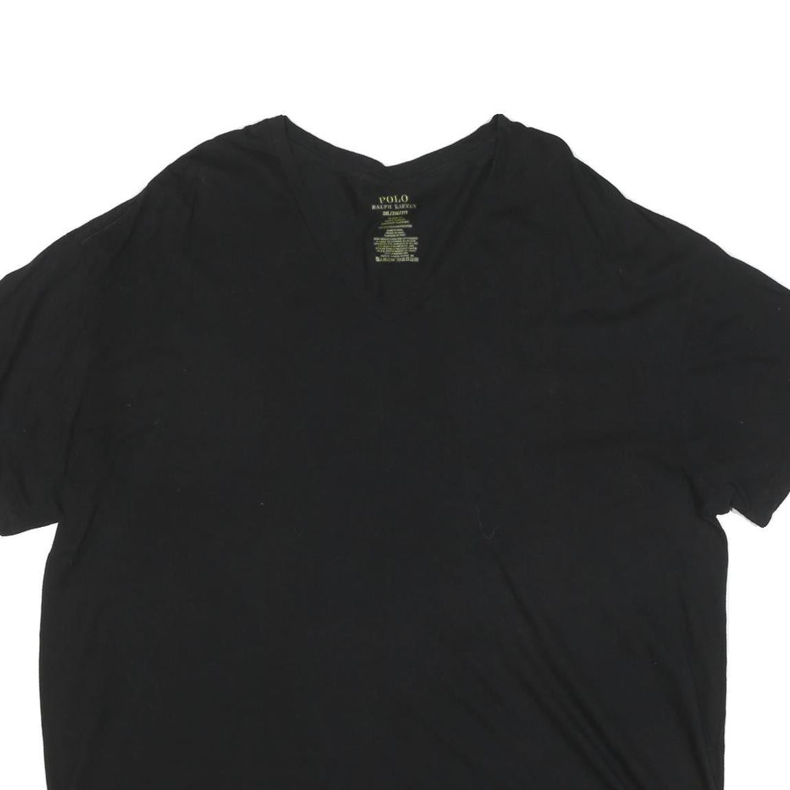 POLO RALPH LAUREN Mens Black V-Neck T-Shirt 2XL Cotton Blend Casual Wear