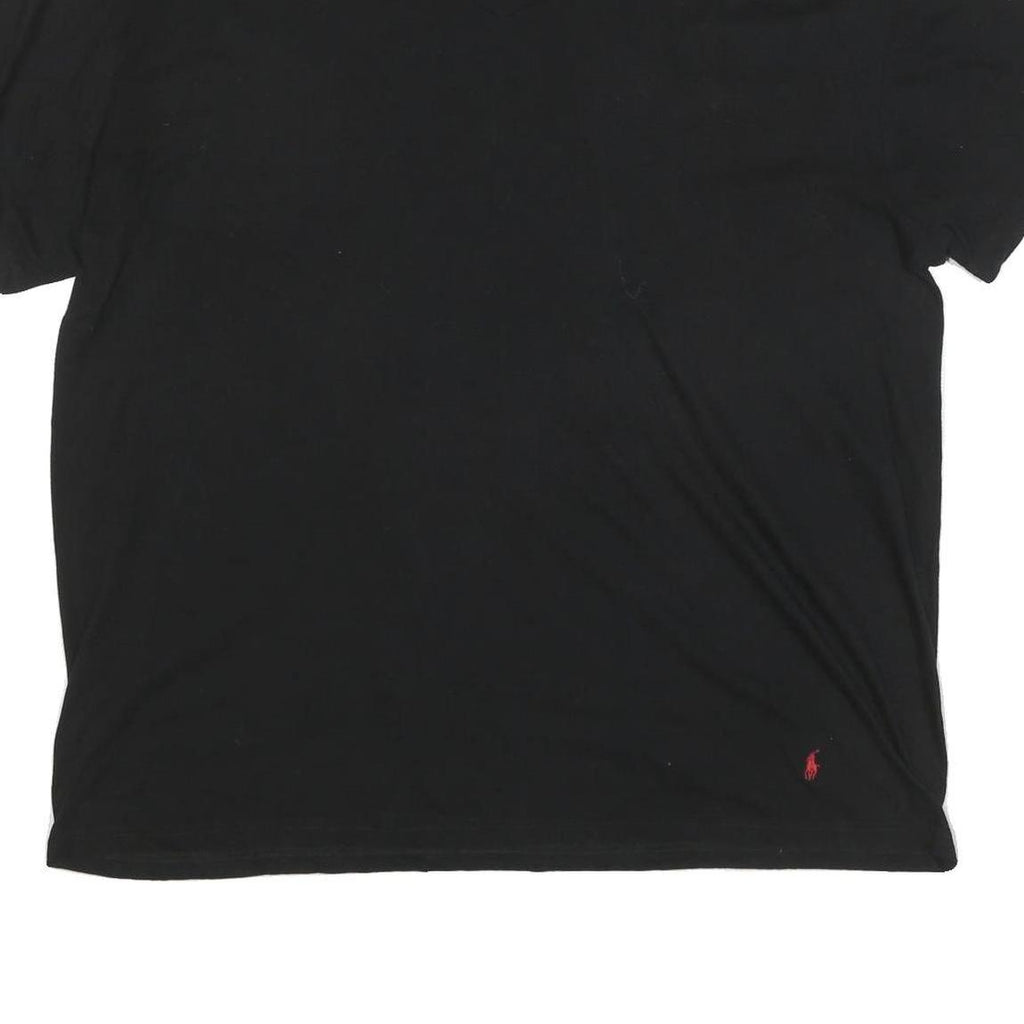 POLO RALPH LAUREN Mens Black V-Neck T-Shirt 2XL Cotton Blend Casual Wear