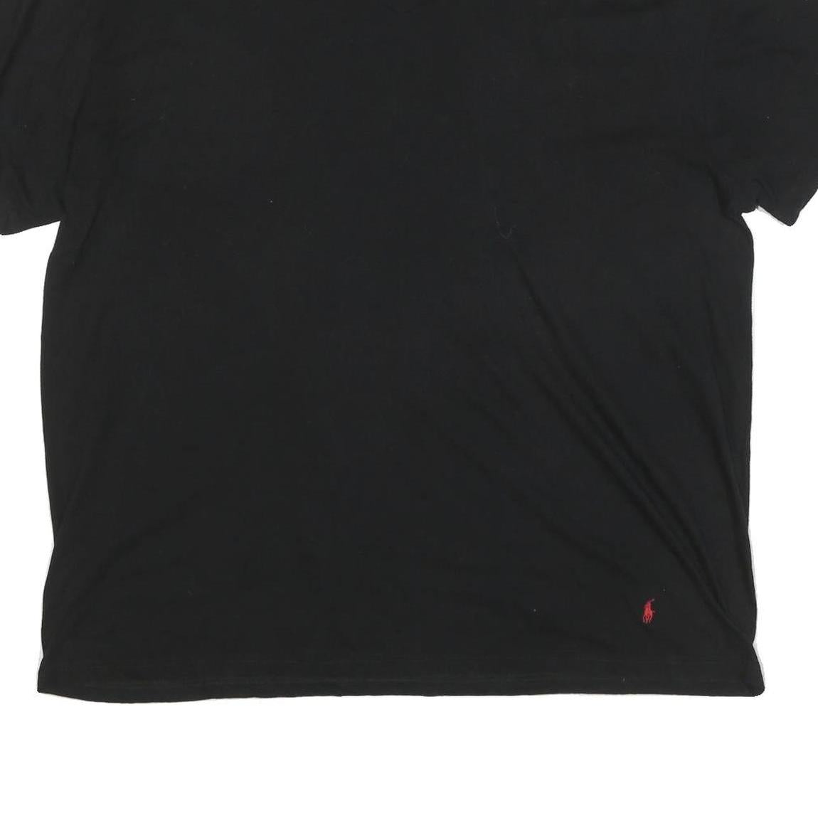 POLO RALPH LAUREN Mens Black V-Neck T-Shirt 2XL Cotton Blend Casual Wear