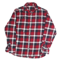 Mens Red & Navy Check Shirt M Cotton Blend Long Sleeve Casual Classic