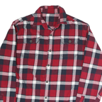Mens Red & Navy Check Shirt M Cotton Blend Long Sleeve Casual Classic