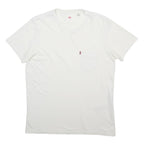 LEVI'S Mens White & Red Pocket T-Shirt M Short Sleeve Crew Neck Cotton Blend