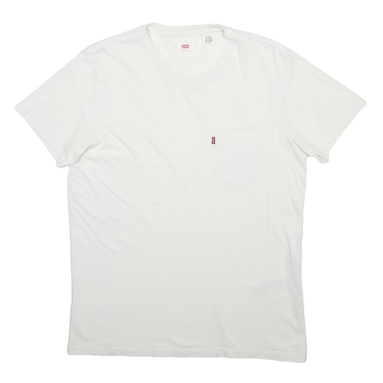 LEVI'S Mens White & Red Pocket T-Shirt M Short Sleeve Crew Neck Cotton Blend