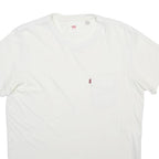 LEVI'S Mens White & Red Pocket T-Shirt M Short Sleeve Crew Neck Cotton Blend