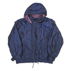 RAINBOW WEST Womens Blue Purple Hooded Zip Jacket L Polyamide Blend Plain