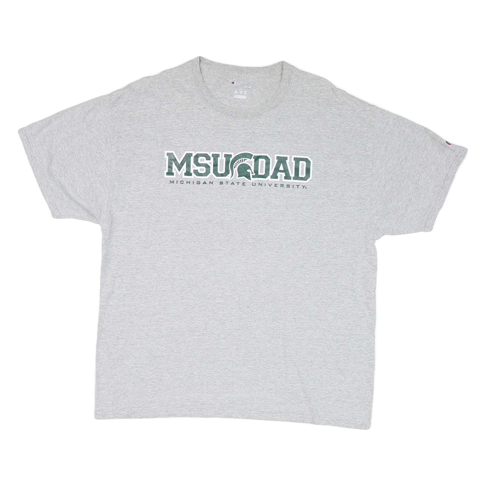 CHAMPION Mens Grey MSU Dad Graphic T-Shirt XL Short Sleeve Crew Neck Cotton
