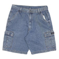 WRANGLER Mens Denim Blue Cargo Shorts L W34 Casual Cotton Blend Workwear