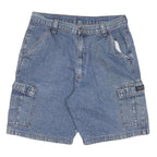 WRANGLER Mens Denim Blue Cargo Shorts L W34 Casual Cotton Blend Workwear