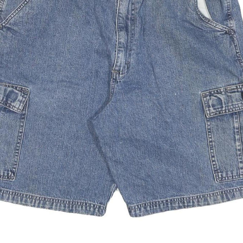 WRANGLER Mens Denim Blue Cargo Shorts L W34 Casual Cotton Blend Workwear