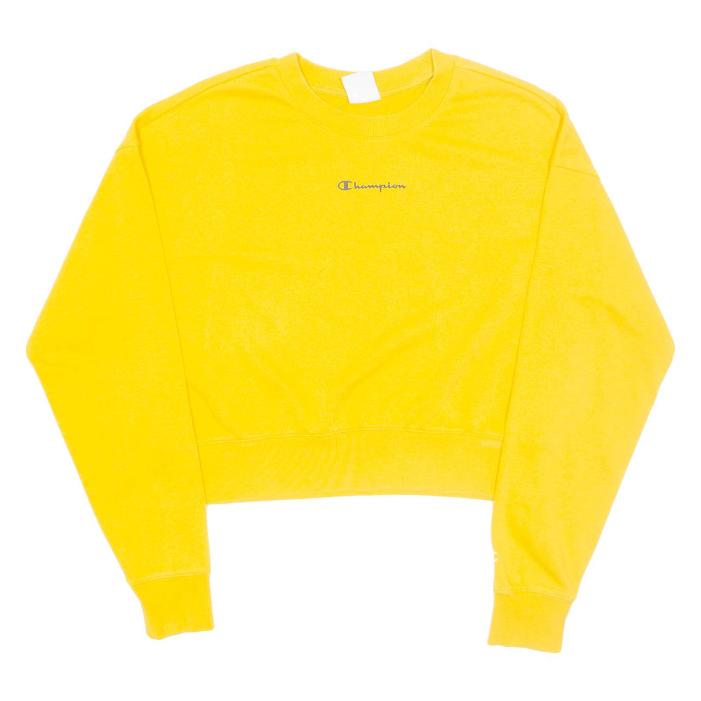 CHAMPION Cropped Womens Sweatshirt Yellow Crew Neck M