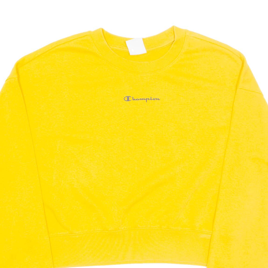 CHAMPION Cropped Womens Sweatshirt Yellow Crew Neck M