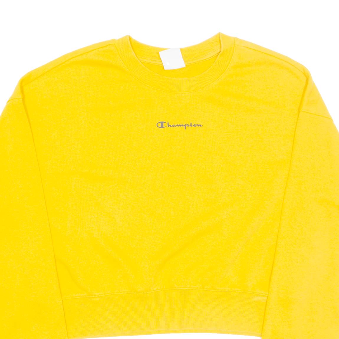 CHAMPION Cropped Womens Sweatshirt Yellow Crew Neck M