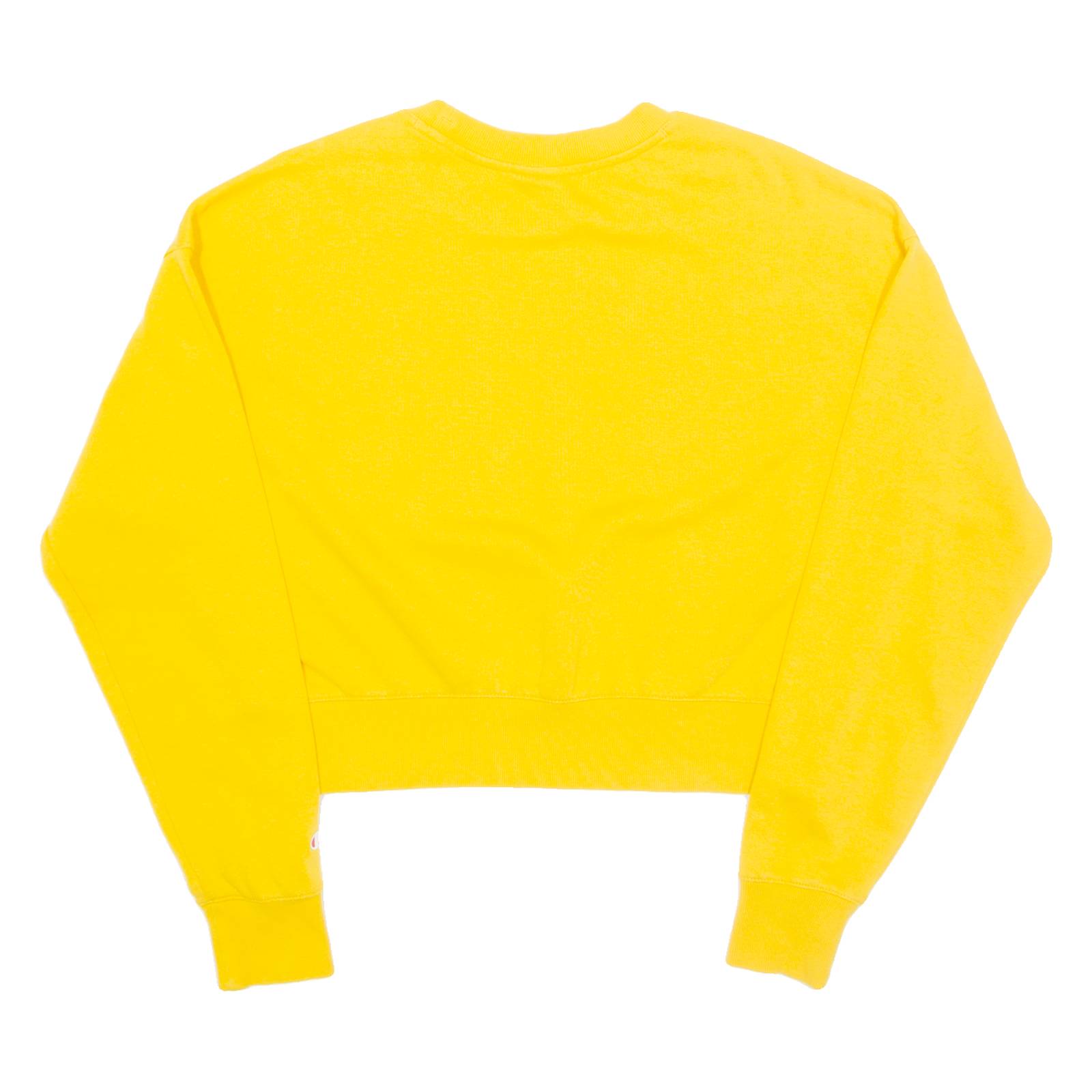 CHAMPION Cropped Womens Sweatshirt Yellow Crew Neck M