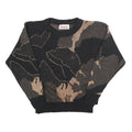 LE ROUGE Womens Black & Beige Patterned Acrylic Plain Crew Neck Jumper UK 12