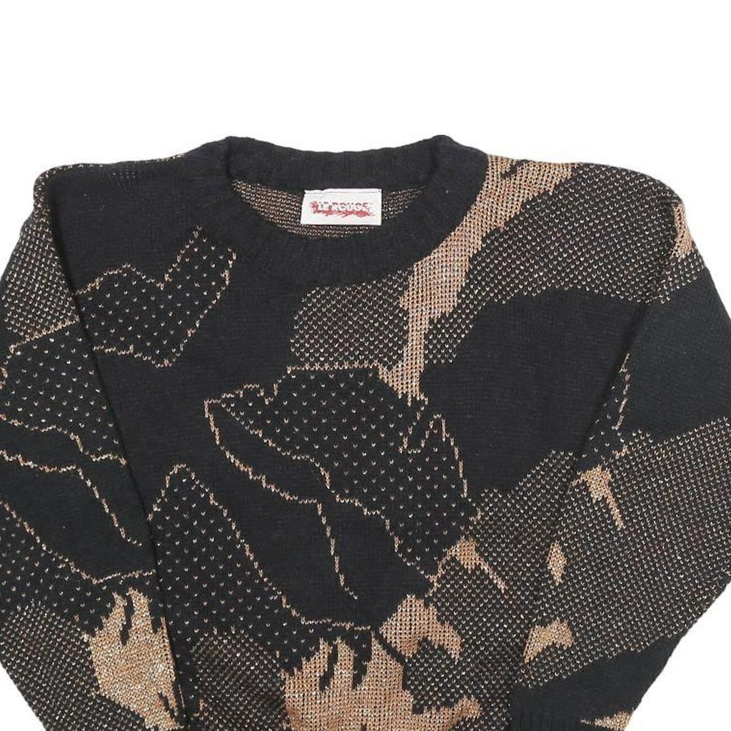 LE ROUGE Womens Black & Beige Patterned Acrylic Plain Crew Neck Jumper UK 12