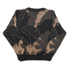 LE ROUGE Womens Black & Beige Patterned Acrylic Plain Crew Neck Jumper UK 12