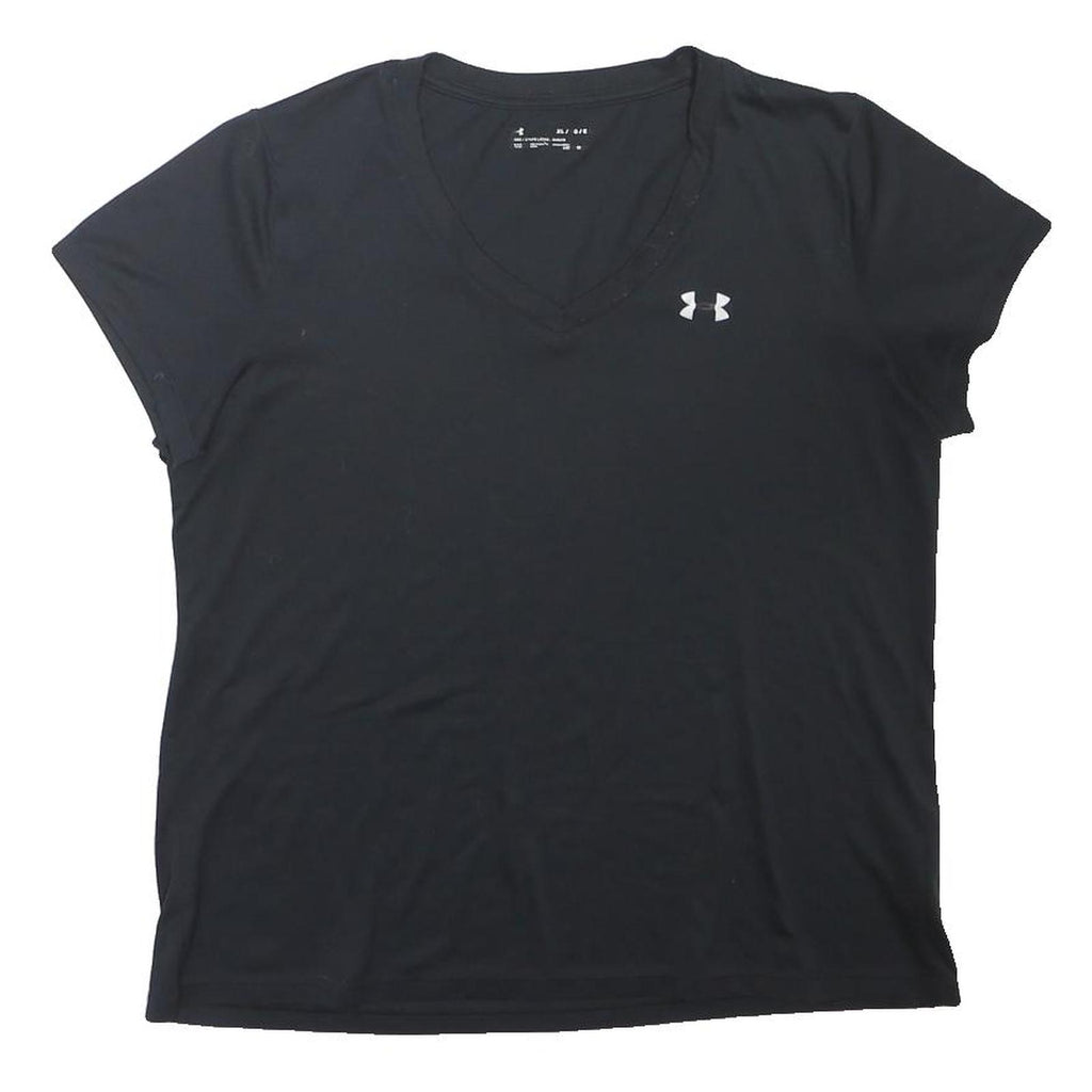 UNDER ARMOUR Womens Black Sports T-Shirt XL Short Sleeve V-Neck Performance