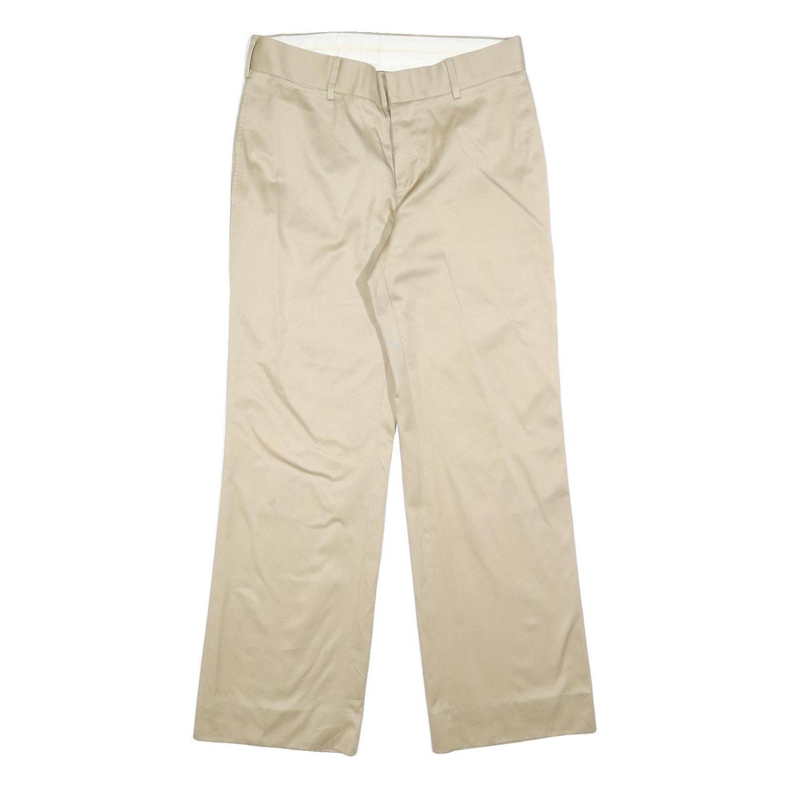 GUCCI Mens Cotton Beige Relaxed Straight Trousers W32 L31 Classic Button Fly