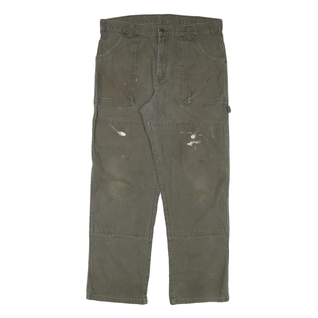 DICKIES Mens Cotton Blend Green Regular Fit Straight Leg Trousers W34 L30
