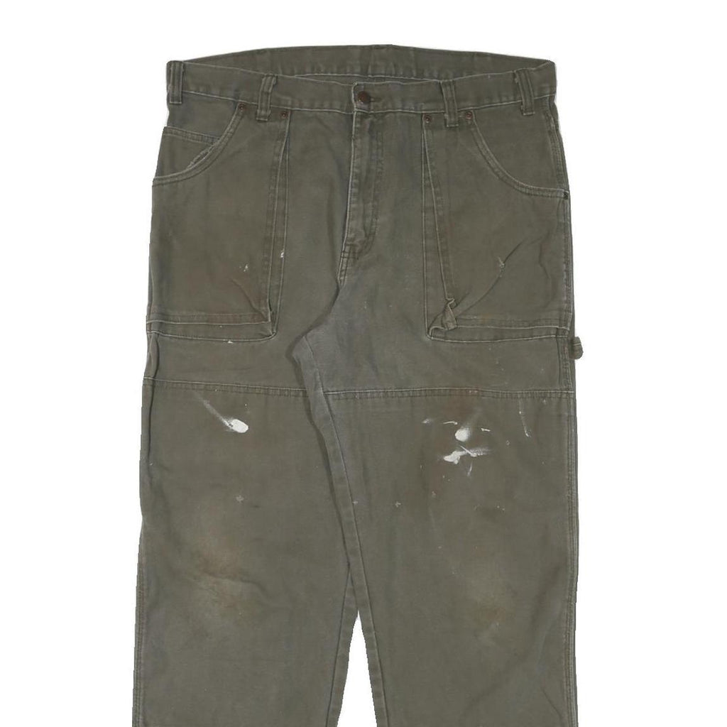 DICKIES Mens Cotton Blend Green Regular Fit Straight Leg Trousers W34 L30