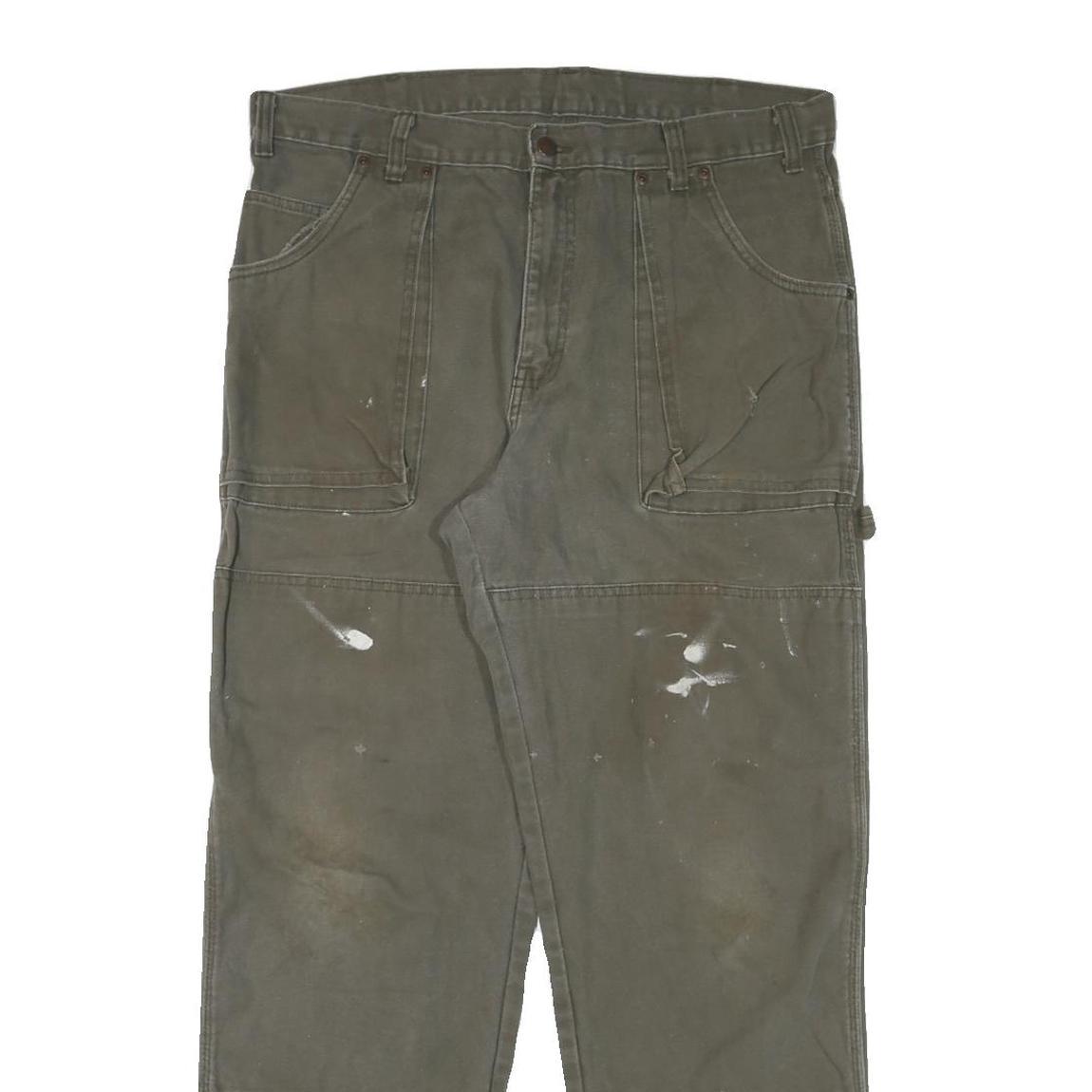 DICKIES Mens Cotton Blend Green Regular Fit Straight Leg Trousers W34 L30