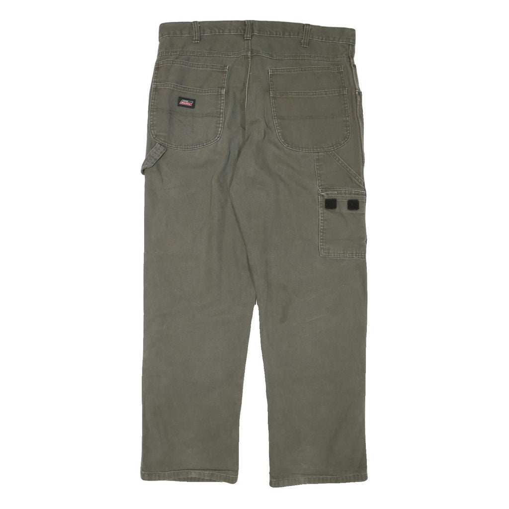 DICKIES Mens Cotton Blend Green Regular Fit Straight Leg Trousers W34 L30