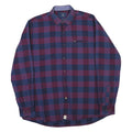 PIERRE CARDIN Mens Blue & Maroon Check Shirt L Modern Fit Cotton