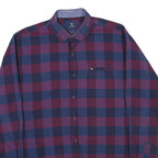 PIERRE CARDIN Mens Blue & Maroon Check Shirt L Modern Fit Cotton