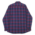 PIERRE CARDIN Mens Blue & Maroon Check Shirt L Modern Fit Cotton