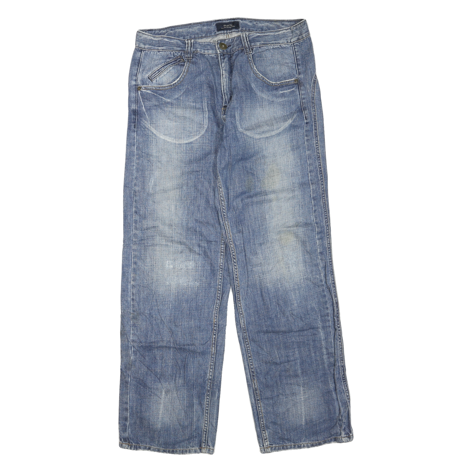 MARU Womens Blue Regular Straight Denim Medium W32 L31 Distressed Zip Jeans