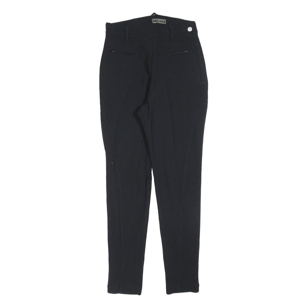 GUESS Womens Black Slim Trousers W28 L28 Zip Polyester Blend Elegant Fit