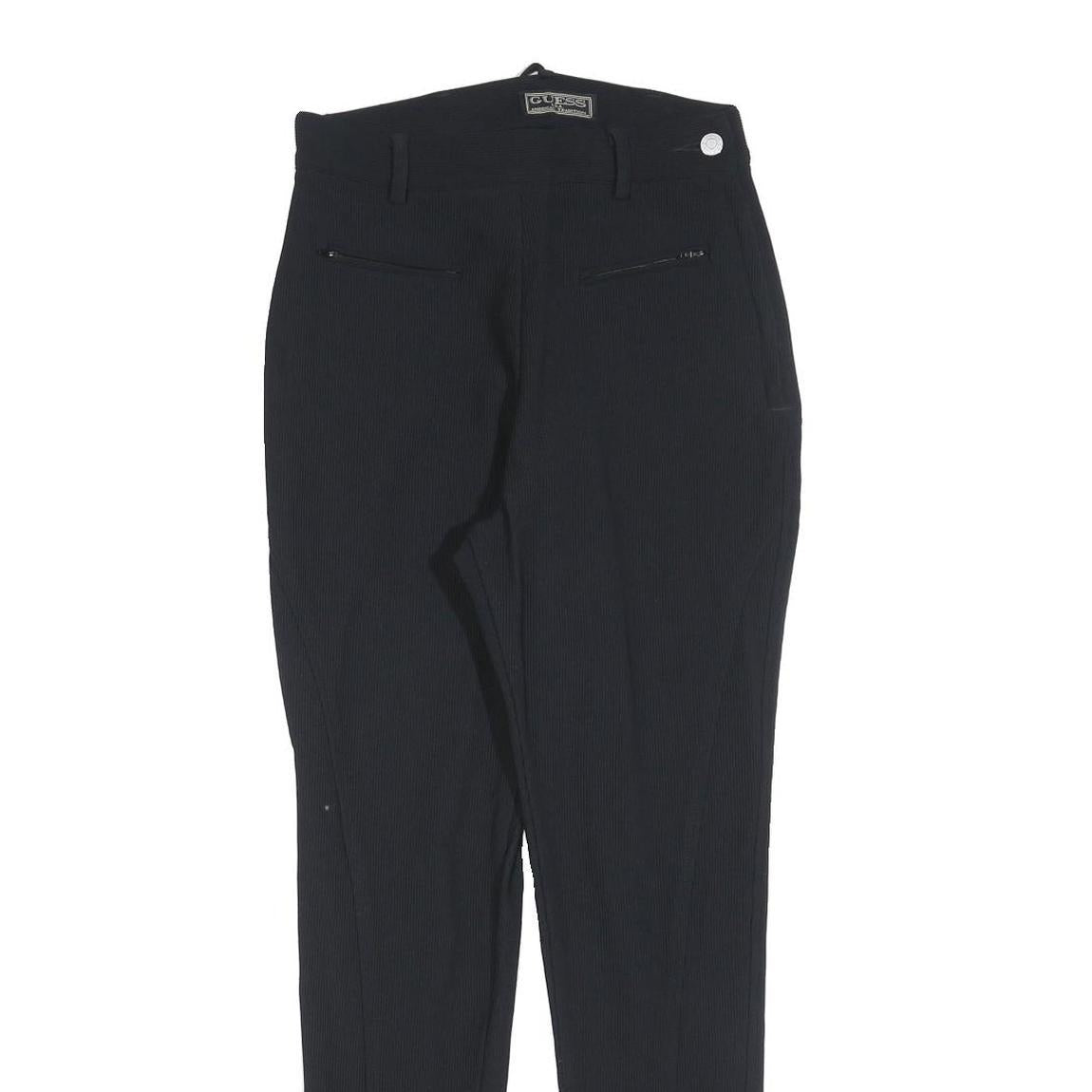GUESS Womens Black Slim Trousers W28 L28 Zip Polyester Blend Elegant Fit