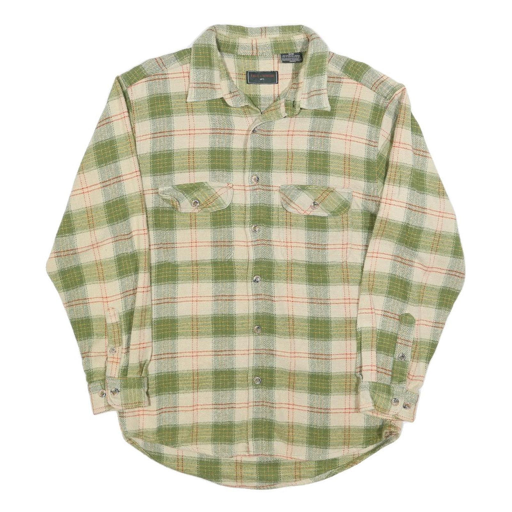 FIELD & STREAM Mens Green & Cream Check Shirt M Long Sleeve Cotton Casual